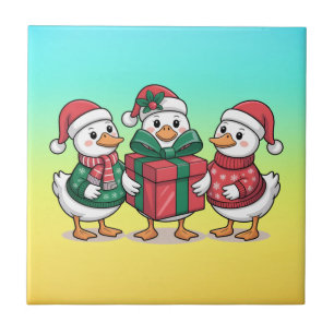 Cute Christmas Ducks Cartoon Art-68105 Tile