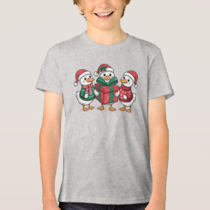 Cute Christmas Ducks Cartoon Art-68105 Tri-Blend Shirt