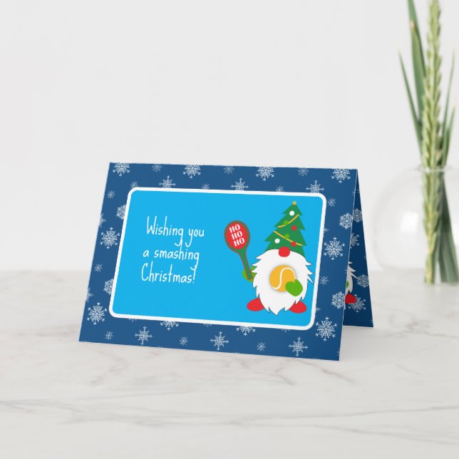 🎾Cute Christmas Dwarf with tennis ball Thank You Card (Front)