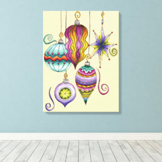 Cute Christmas, Elegant and Fancy Glass Ornaments Canvas Print