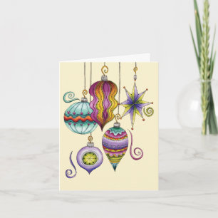 Cute Christmas, Elegant and Fancy Glass Ornaments Holiday Card