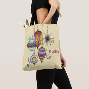 Cute Christmas, Elegant and Fancy Glass Ornaments Tote Bag