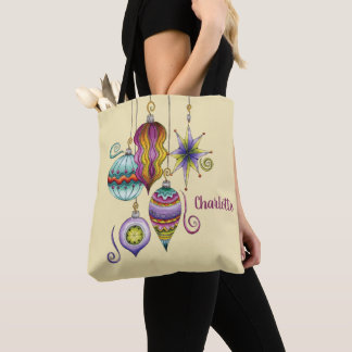 Cute Christmas, Elegant and Fancy Glass Ornaments Tote Bag
