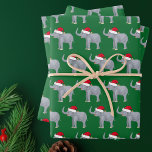 Cute Christmas Elephant Green Kids Holiday Wrapping Paper Sheet<br><div class="desc">Adorable green elephant Christmas wrapping paper. This wild animal looks very cute in a holiday red Santa hat with a little smile. I like Christmas animals and presents that kids will love.</div>