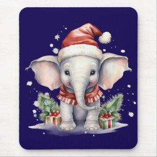 Cute Christmas Elephant Mouse Pad