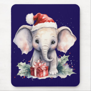 Cute Christmas Elephant Mouse Pad