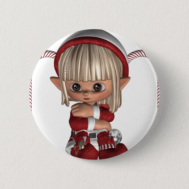 Cute Christmas Elf 6 Cm Round Badge (Front)