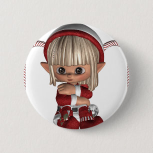 Cute Christmas Elf 6 Cm Round Badge
