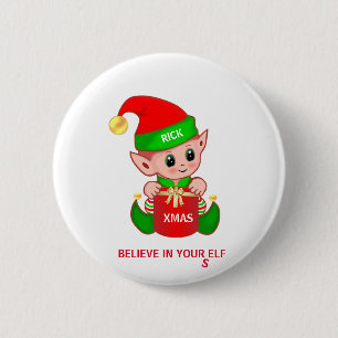 Cute Christmas Elf 6 Cm Round Badge