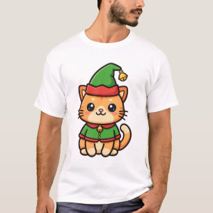 Cute Christmas Elf Cat T-Shirt