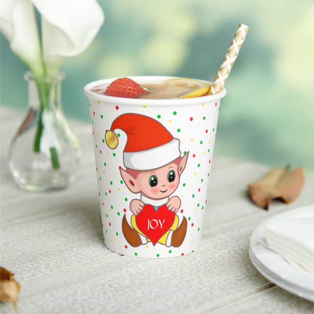 Cute Christmas Elf & Confetti Paper Cups (Insitu)