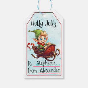 Cute Christmas Elf Custom To & From (1) Gift Tags