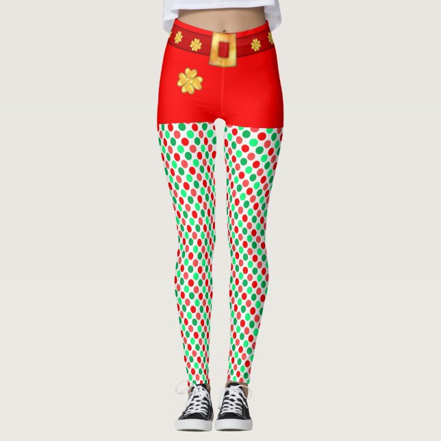 Cute Christmas Elf Dotted leggings (Front)