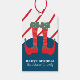 Cute Christmas Elf Feet Family Red Blue Gift Tags