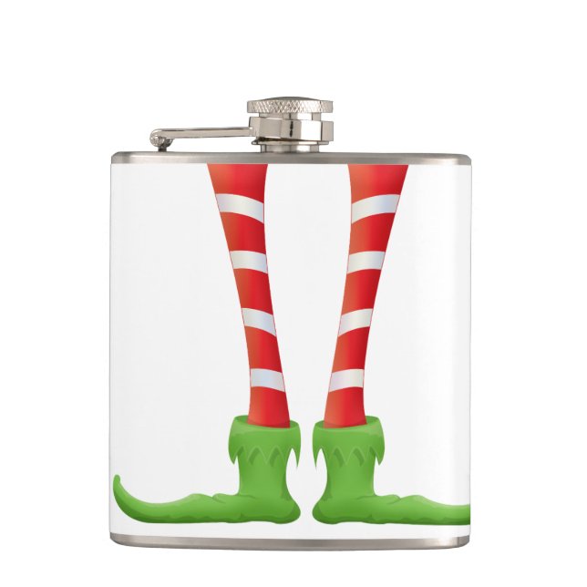 Cute Christmas Elf Fun Bar Drinking Gift Hip Flask (Front)