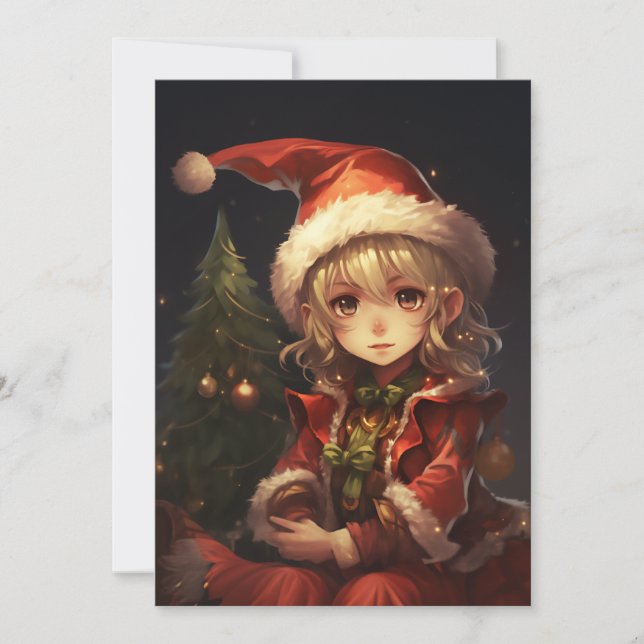 Cute Christmas Elf Holiday Card (Front)