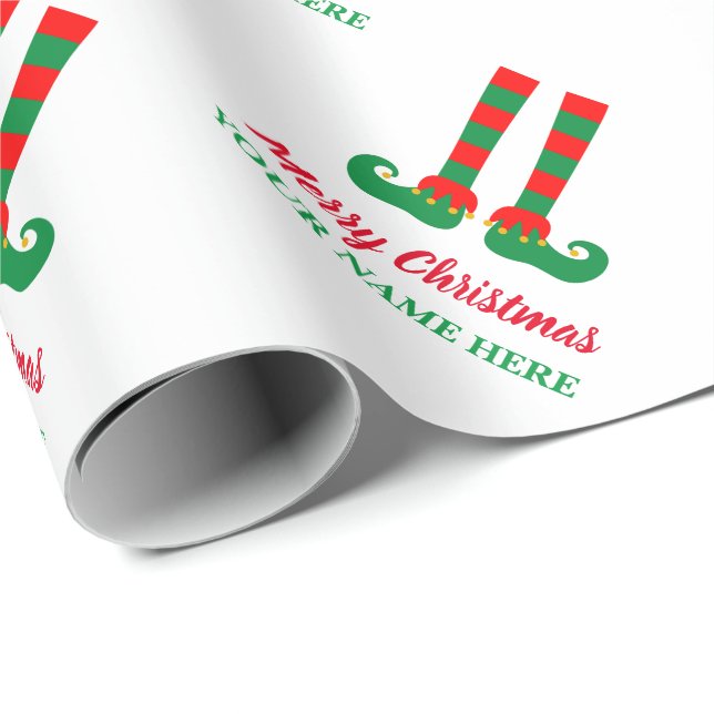 Cute Christmas elf Holiday gift wrapping paper (Roll Corner)