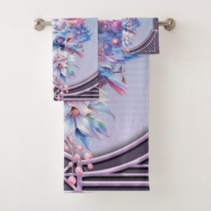 Cute Christmas elf in delicate purple colours  Bath Towel Set