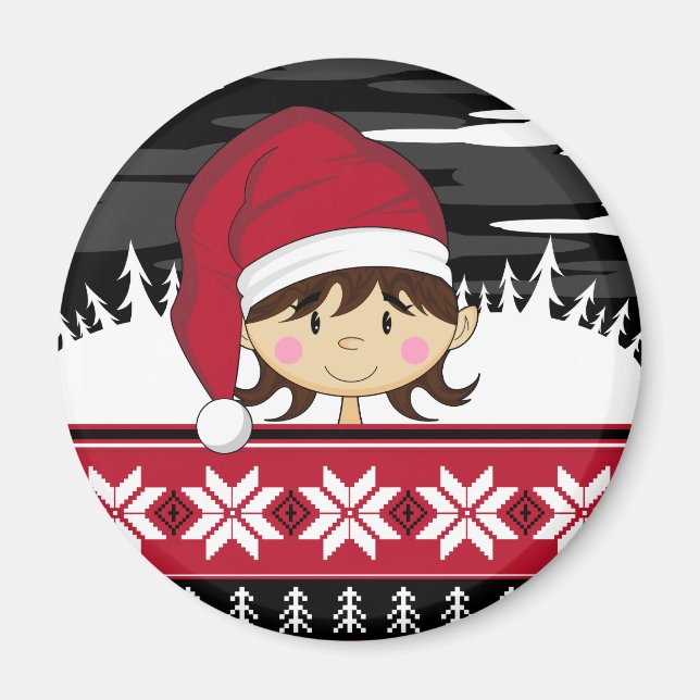 Cute Christmas Elf Magnet (Front)