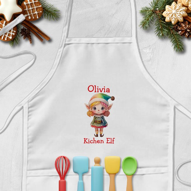 Cute Christmas Elf Personalised Kids Apron (Creator Uploaded)