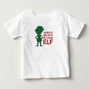 Cute Christmas Elf Xmas Green Red Self Love Baby T-Shirt