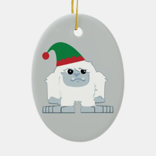 Cute Christmas Elf Yeti Ceramic Tree Decoration