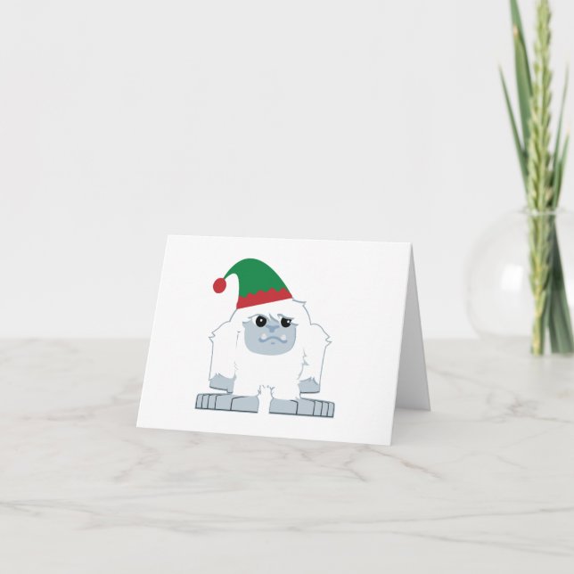 Cute Christmas Elf Yeti Holiday Card (Front)