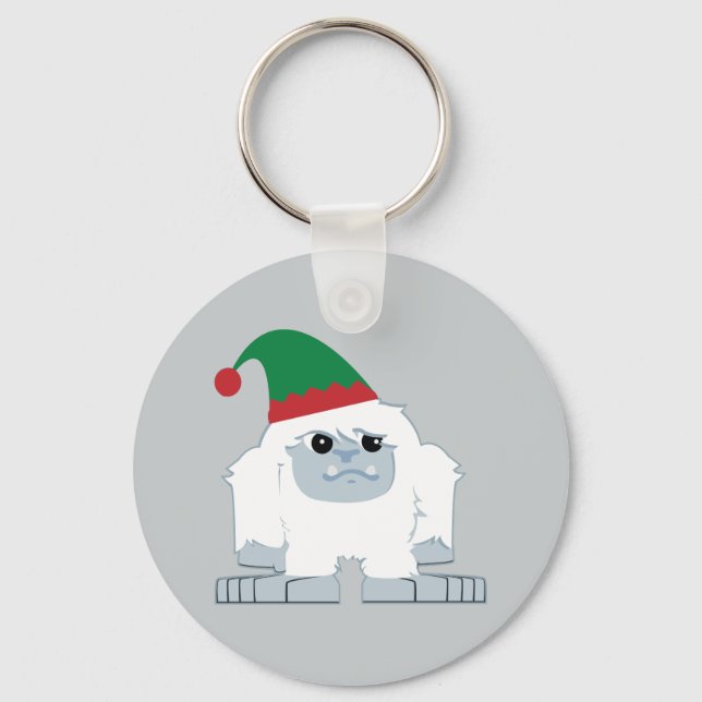 Cute Christmas Elf Yeti Key Ring (Front)