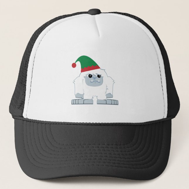 Cute Christmas Elf Yeti Trucker Hat (Front)