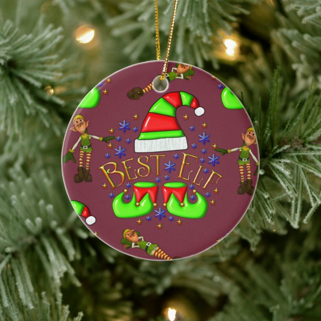 Cute Christmas Elves Ceramic Tree Decoration (Tree)