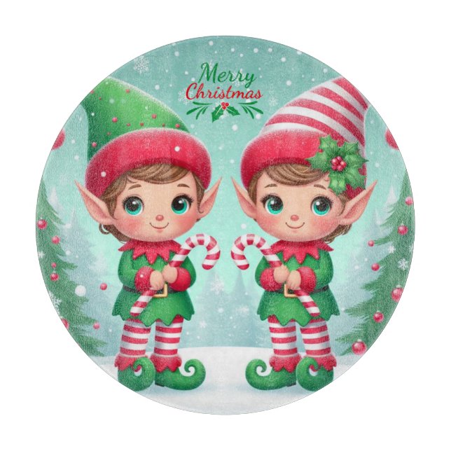 Cute Christmas elves  Cutting Board (Front)