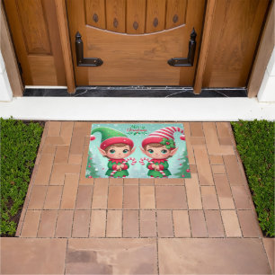Cute Christmas elves Doormat