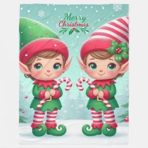 Cute Christmas elves  Fleece Blanket