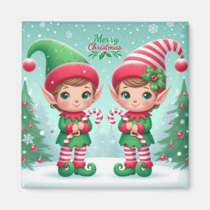 Cute Christmas elves Magnet