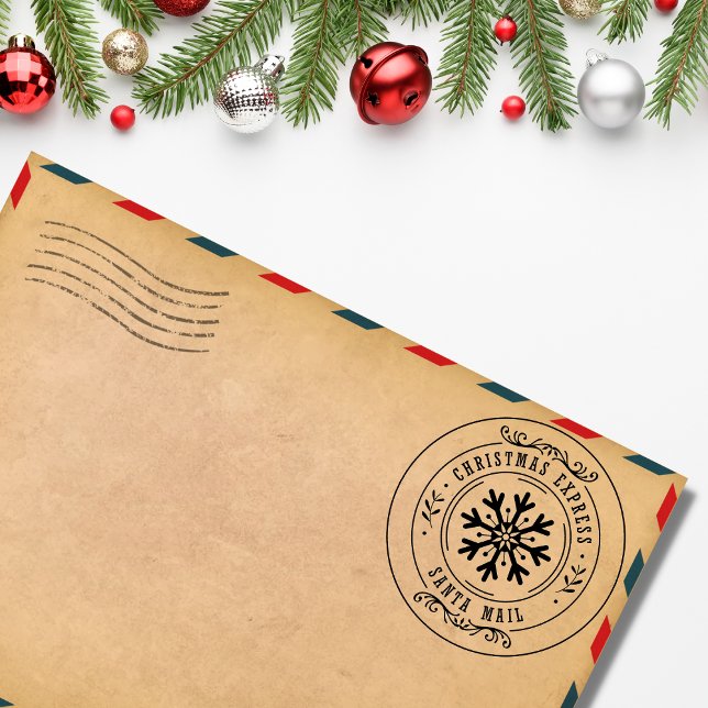 Cute Christmas Express Santa Mail Snowflake Rubber Stamp (Creator Uploaded)