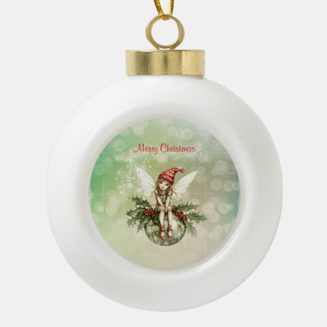Cute Christmas Fairy on an Ornament (Front)