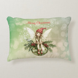 Cute Christmas Fairy on an Ornament Decorative Cushion