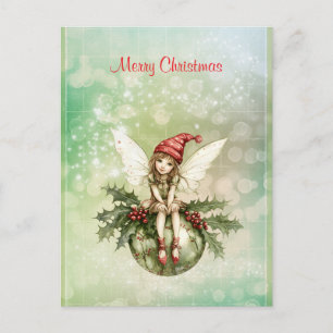Cute Christmas Fairy on an Ornament Postcard