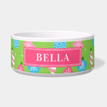 Cute Christmas Festive Green Pink Blue Pet Bowl