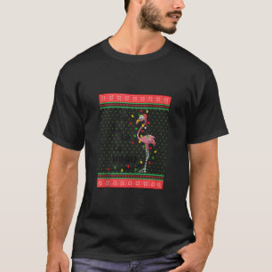 Cute Christmas Flamingo Santa Hat Lights Xmas Holi T-Shirt