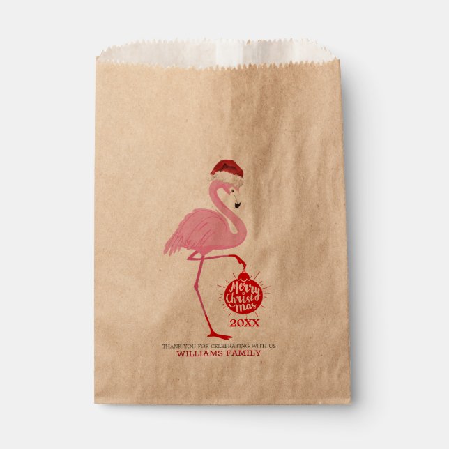 Cute Christmas flamingos and typography Favour Bags (Front)