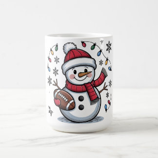 Cute Christmas Football Snowman Holiday Illustrati Coffee Mug