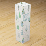 Cute Christmas Forest Trees Blue Green Personalise Wine Box<br><div class="desc">Modern Christmas holiday season personalised wine gift box featuring blue-green abstract Christmas and forest trees and winter snow pattern, the greeting HAPPY HOLIDAYS and your name. ASSISTANCE: For help with design modification, personalisation or colour change, contact the designer BEFORE ORDERING via the Zazzle Chat MESSAGE tab below or email makeitaboutyoustore@gmail.com....</div>