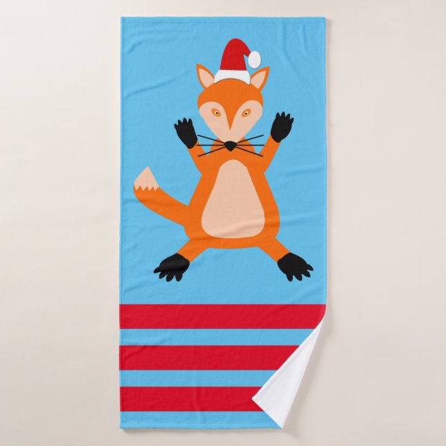 Cute Christmas Fox Bath Towel (Bath Towel)