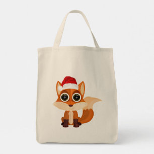 Cute Christmas Fox Cartoon Holiday Animal Festive Tote Bag