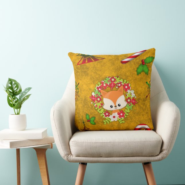 Cute Christmas Fox Cushion (Chair)