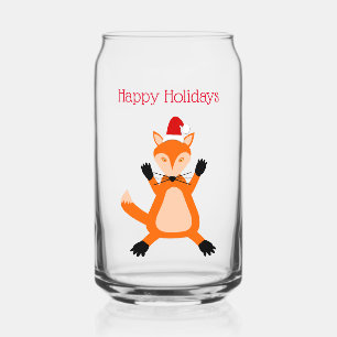 Cute Christmas Fox Custom Can Glass