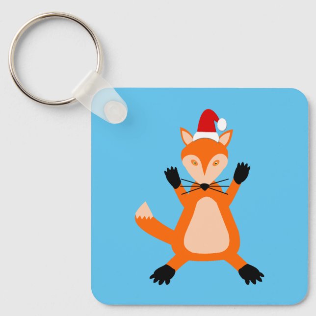 Cute Christmas Fox Custom Key Ring (Front)