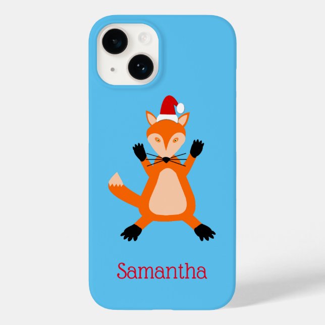 Cute Christmas Fox Custom Name Case-Mate iPhone Case (Back)