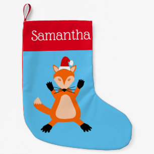 Cute Christmas Fox Custom Name Small Christmas Stocking